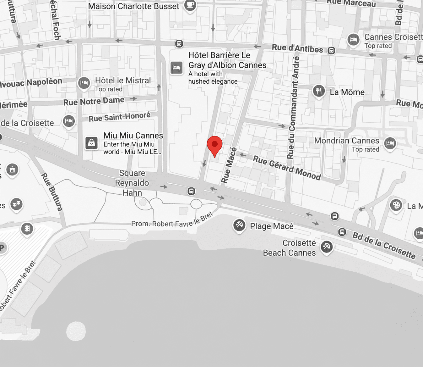 Map showing BBC Studios Cannes HQ location